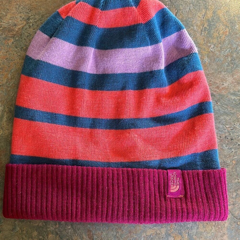 The North Face Striped Beanie - Red, Blue, Purple
